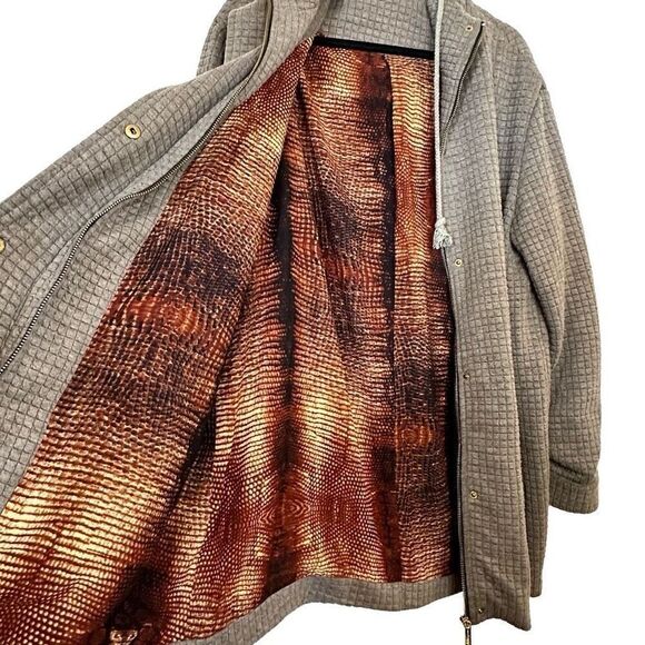 Whitney Eve Full Zip Drawstring Hood Mid-Length Lightweight Brown Jacket - Picture 3 of 8